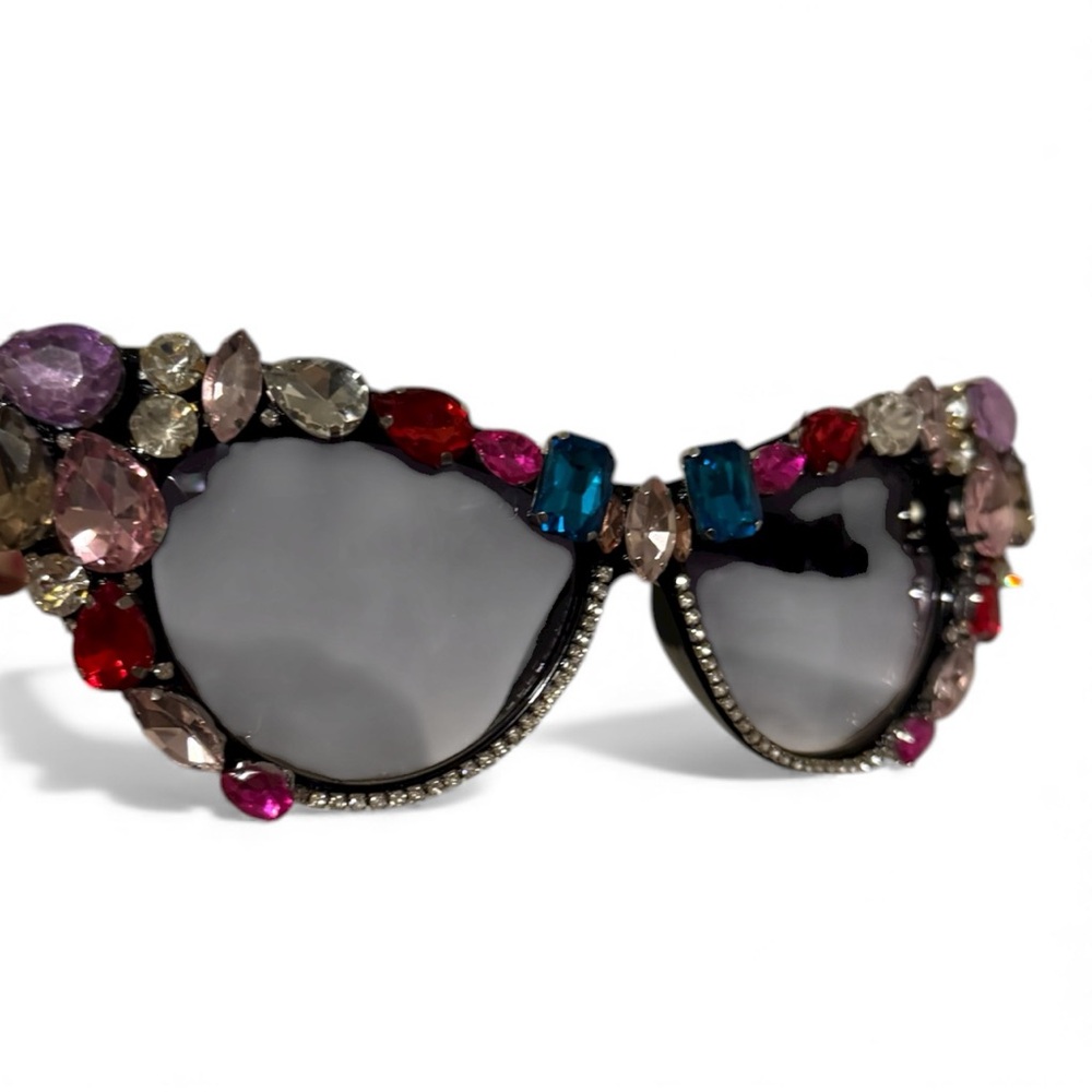 Embellished Multicolor Crystal Cat-Eye Sunglasses
